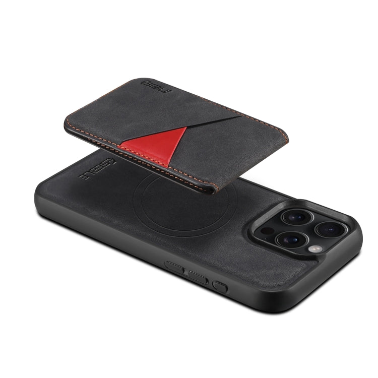 For iPhone 16 Pro ESEBLE E2 Retro Texture Card Slots MagSafe RFID Leather Case(Black)
