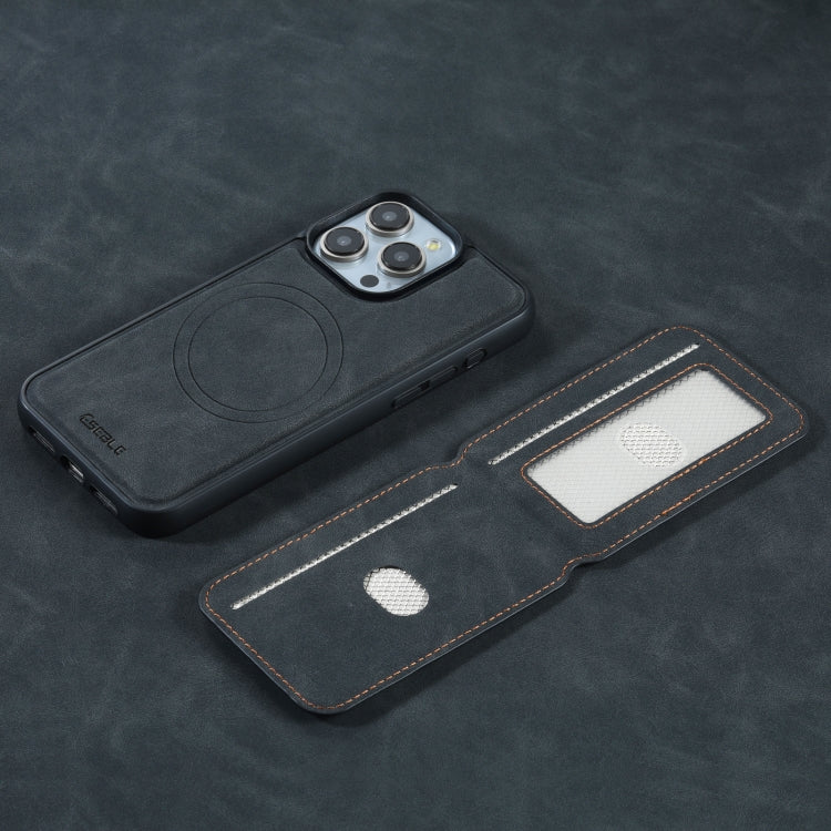 For iPhone 16 Pro ESEBLE E2 Retro Texture Card Slots MagSafe RFID Leather Case(Black)