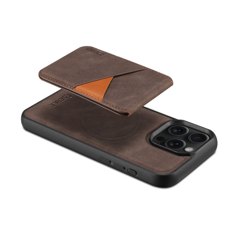 For iPhone 16 Pro ESEBLE E2 Retro Texture Card Slots MagSafe RFID Leather Case(Coffee)