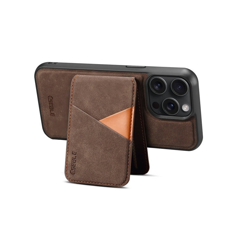 For iPhone 16 Pro ESEBLE E2 Retro Texture Card Slots MagSafe RFID Leather Case(Coffee)