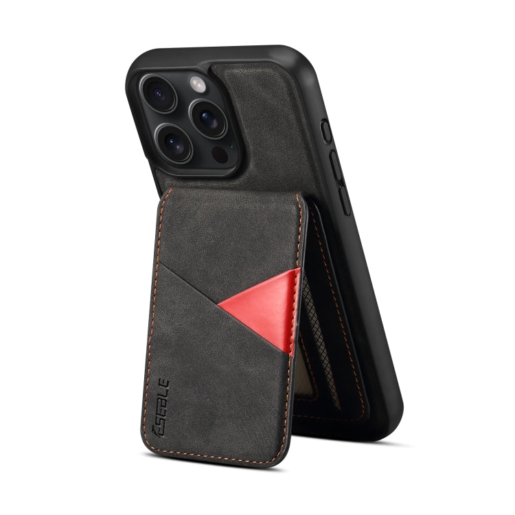 For iPhone 16 Pro Max ESEBLE E2 Retro Texture Card Slots MagSafe RFID Leather Case(Black)