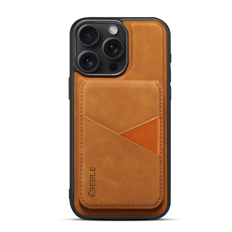 For iPhone 16 Pro Max ESEBLE E2 Retro Texture Card Slots MagSafe RFID Leather Case(Yellow)