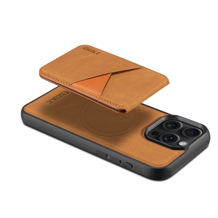 For iPhone 16 Pro Max ESEBLE E2 Retro Texture Card Slots MagSafe RFID Leather Case(Yellow)