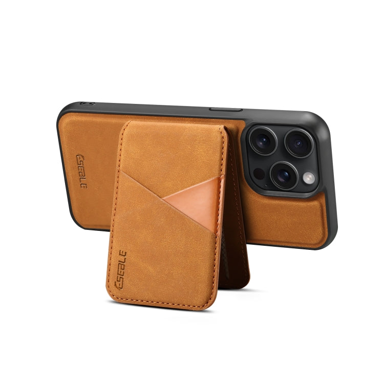 For iPhone 16 Pro Max ESEBLE E2 Retro Texture Card Slots MagSafe RFID Leather Case(Yellow)