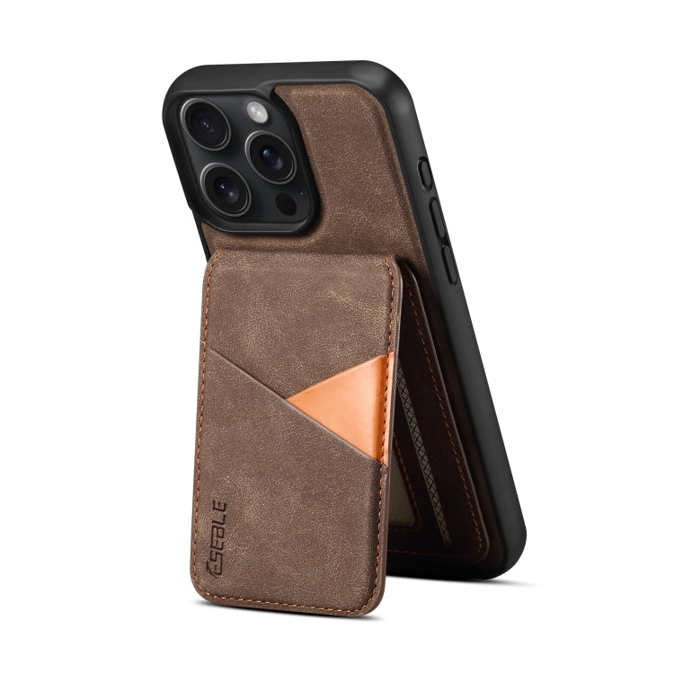 For iPhone 16 Pro Max ESEBLE E2 Retro Texture Card Slots MagSafe RFID Leather Case(Coffee)