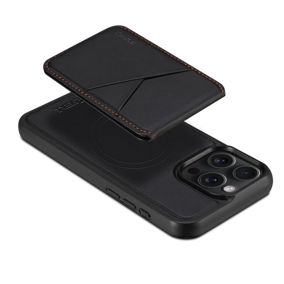 For iPhone 16 ESEBLE E3 Plain Texture Card Slots MagSafe RFID Leather Case(Black)