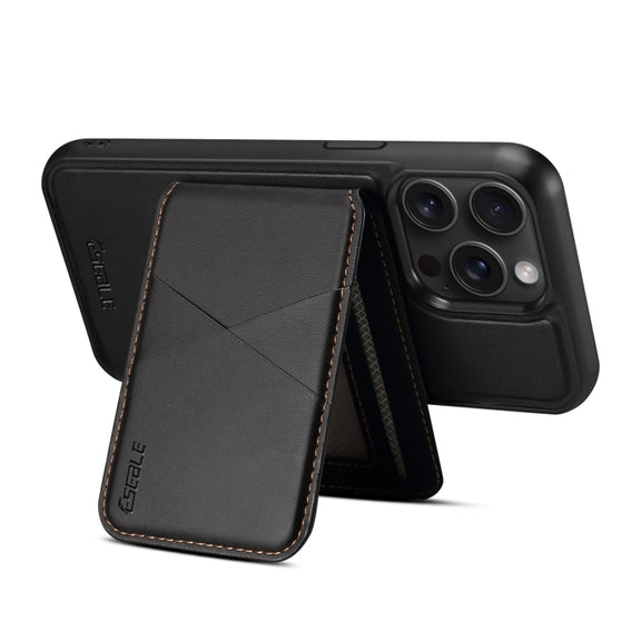 For iPhone 16 ESEBLE E3 Plain Texture Card Slots MagSafe RFID Leather Case(Black)