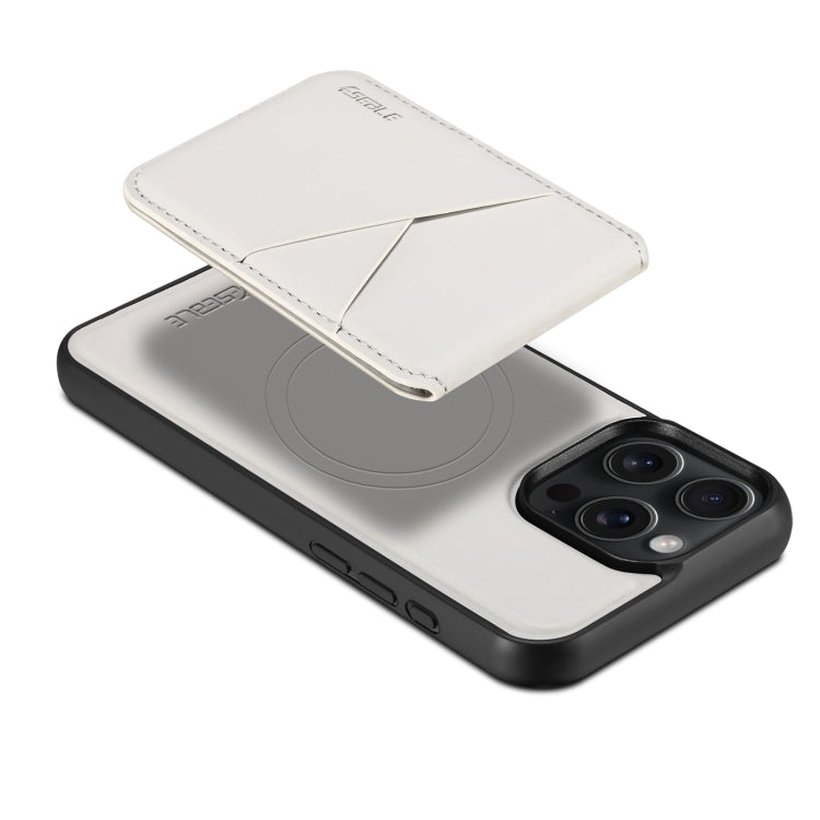 For iPhone 16 ESEBLE E3 Plain Texture Card Slots MagSafe RFID Leather Case(Ivory)