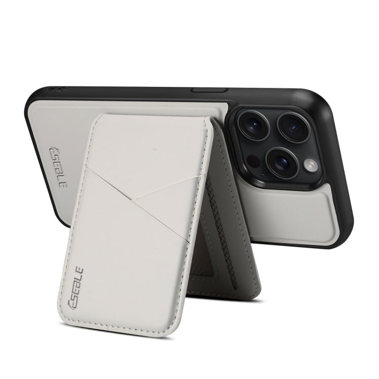 For iPhone 16 ESEBLE E3 Plain Texture Card Slots MagSafe RFID Leather Case(Ivory)