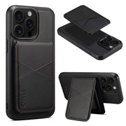 For iPhone 16 Pro ESEBLE E3 Plain Texture Card Slots MagSafe RFID Leather Case(Black)