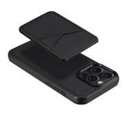 For iPhone 16 Pro ESEBLE E3 Plain Texture Card Slots MagSafe RFID Leather Case(Black)