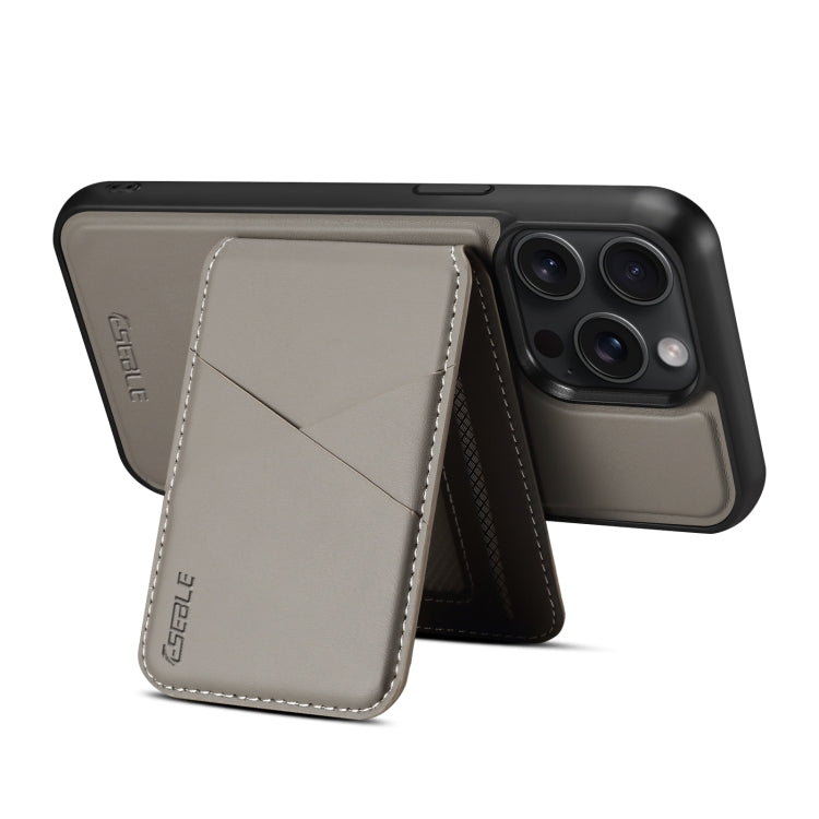 For iPhone 16 Pro ESEBLE E3 Plain Texture Card Slots MagSafe RFID Leather Case(Grey)