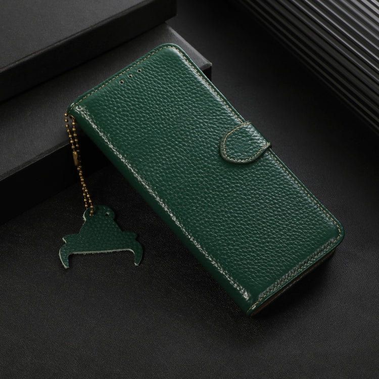 For Honor Play 60 Plus Genuine Leather Litchi Texture RFID Leather Phone Case(Green)