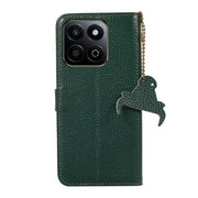 For Honor Play 60 Plus Genuine Leather Litchi Texture RFID Leather Phone Case(Green)