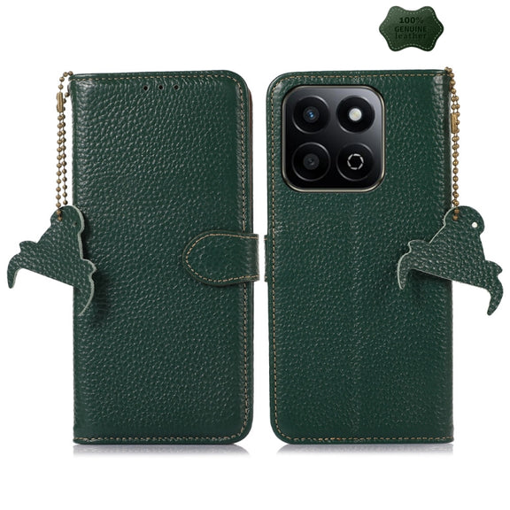 For Honor Play 60 Plus Genuine Leather Litchi Texture RFID Leather Phone Case(Green)
