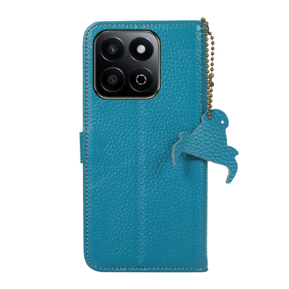 For Honor Play 60 Plus Genuine Leather Litchi Texture RFID Leather Phone Case(Blue)
