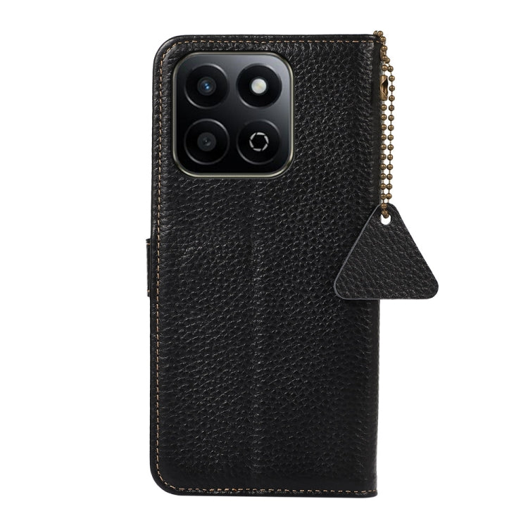 For Honor Play 60 Plus Genuine Leather Litchi Texture RFID Leather Phone Case(Black)