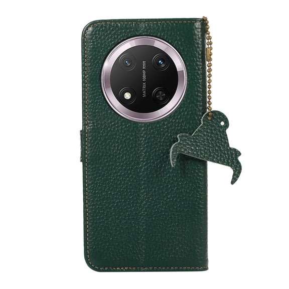 For Honor X9c Genuine Leather Litchi Texture RFID Leather Phone Case(Green)