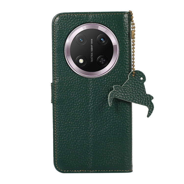 For Honor X9c Genuine Leather Litchi Texture RFID Leather Phone Case(Green)