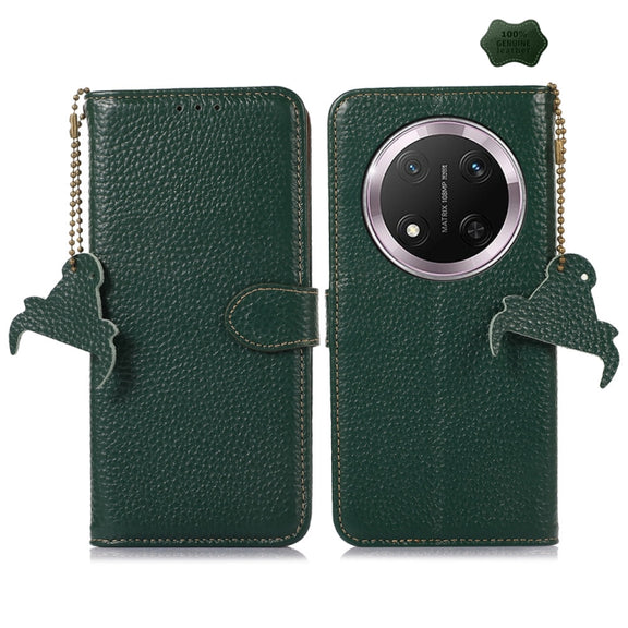 For Honor X9c Genuine Leather Litchi Texture RFID Leather Phone Case(Green)