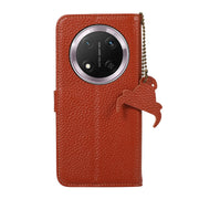 For Honor X9c Genuine Leather Litchi Texture RFID Leather Phone Case(Coffee)