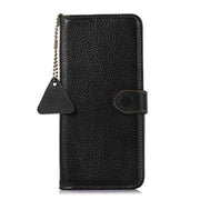 For Honor X9c Genuine Leather Litchi Texture RFID Leather Phone Case(Black)