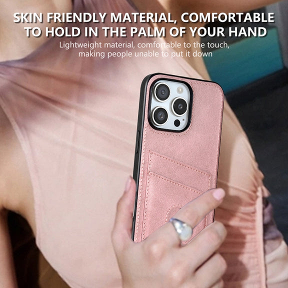 For iPhone 16 Pro Max AZNS K1 Series Card Slot Business Phone Case(Pink)