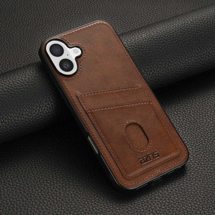 For iPhone 16 Plus AZNS K1 Series Card Slot Business Phone Case(Brown)