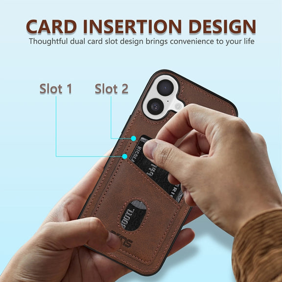For iPhone 16 Plus AZNS K1 Series Card Slot Business Phone Case(Blue)