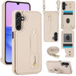 For Samsung Galaxy S25+ 5G Wristband Vertical Flip Wallet Back Cover Phone Case with Long Lanyard(White) - Galaxy S25+ 5G Cases by PMC TechLife | Online Shopping South Africa | PMC TechLife | Buy Now Pay Later Mobicred