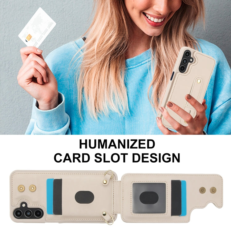 For Samsung Galaxy S25+ 5G Wristband Vertical Flip Wallet Back Cover Phone Case with Long Lanyard(White)