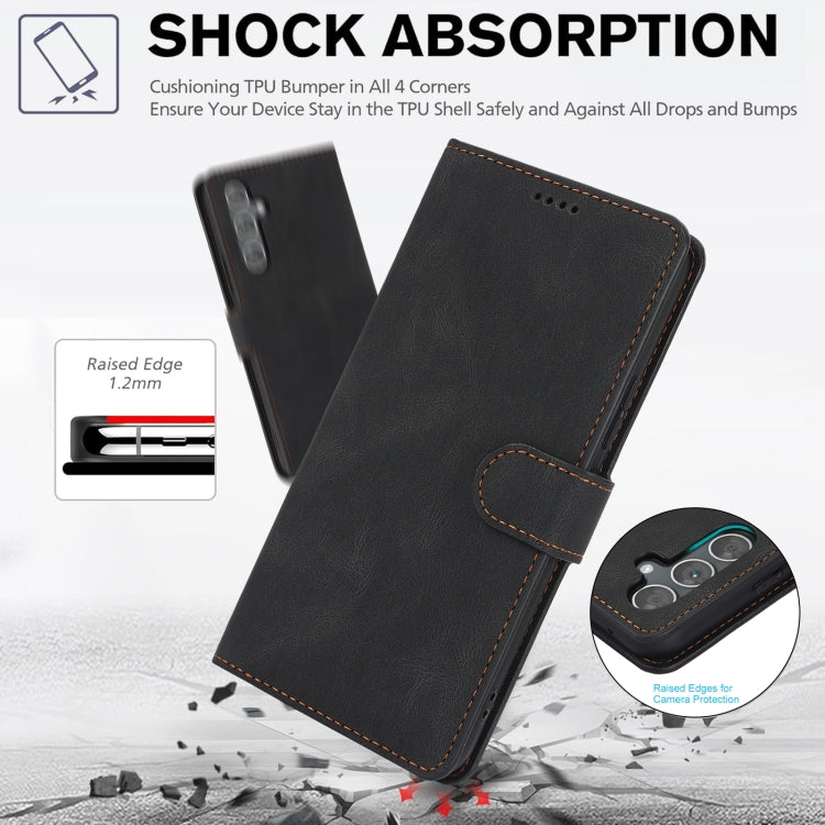 For Samsung Galaxy S25 5G Fantasy Skin-feel Calfskin Texture Leather Phone Case(Black)