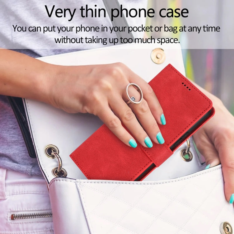 For Samsung Galaxy S25 5G Fantasy Skin-feel Calfskin Texture Leather Phone Case(Red)