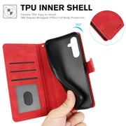 For Samsung Galaxy S25+ 5G Fantasy Skin-feel Calfskin Texture Leather Phone Case(Red)