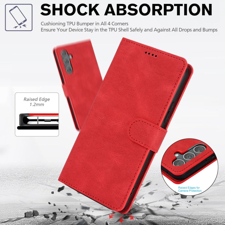 For Samsung Galaxy S25+ 5G Fantasy Skin-feel Calfskin Texture Leather Phone Case(Red)