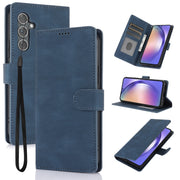 For Samsung Galaxy S25+ 5G Fantasy Skin-feel Calfskin Texture Leather Phone Case(Blue)