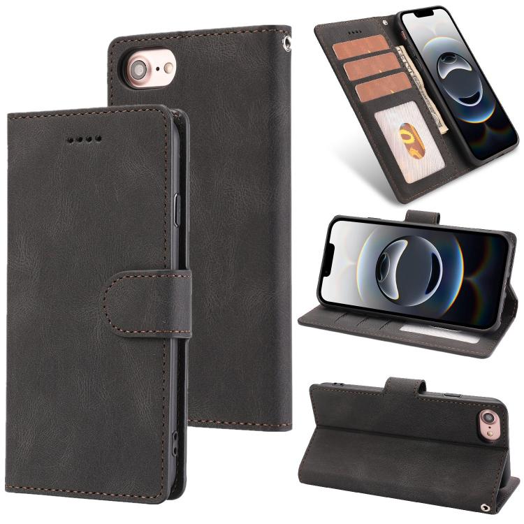For iPhone 16e Fantasy Skin-feel Calfskin Texture Leather Phone Case(Black)