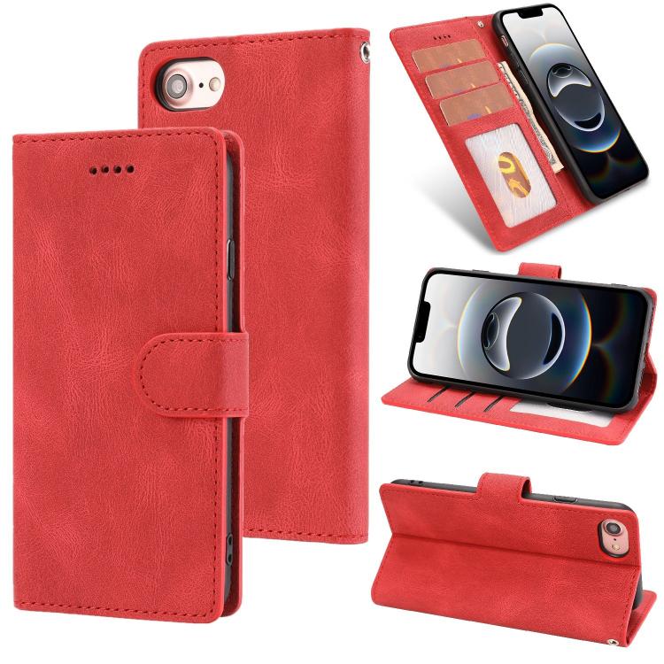 For iPhone 16e Fantasy Skin-feel Calfskin Texture Leather Phone Case(Red)