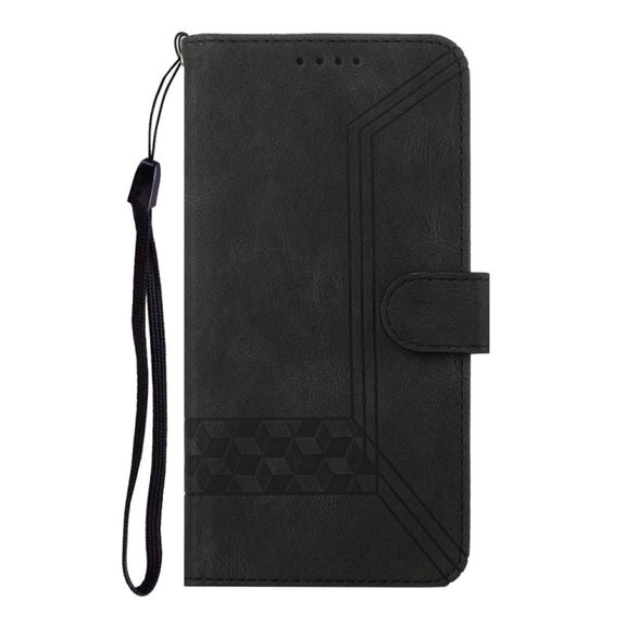 For Samsung Galaxy S25+ 5G Cubic Skin Feel Flip Leather Phone Case(Black)