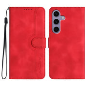 For Samsung Galaxy S25 5G Heart Pattern Skin Feel Leather Phone Case(Red)