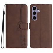 For Samsung Galaxy S25 5G Heart Pattern Skin Feel Leather Phone Case(Brown)