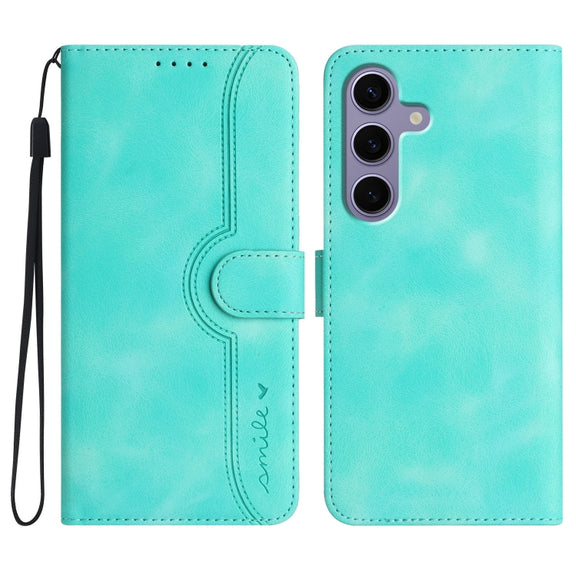 For Samsung Galaxy S25 5G Heart Pattern Skin Feel Leather Phone Case(Light Blue)