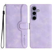 For Samsung Galaxy S25 5G Heart Pattern Skin Feel Leather Phone Case(Purple)