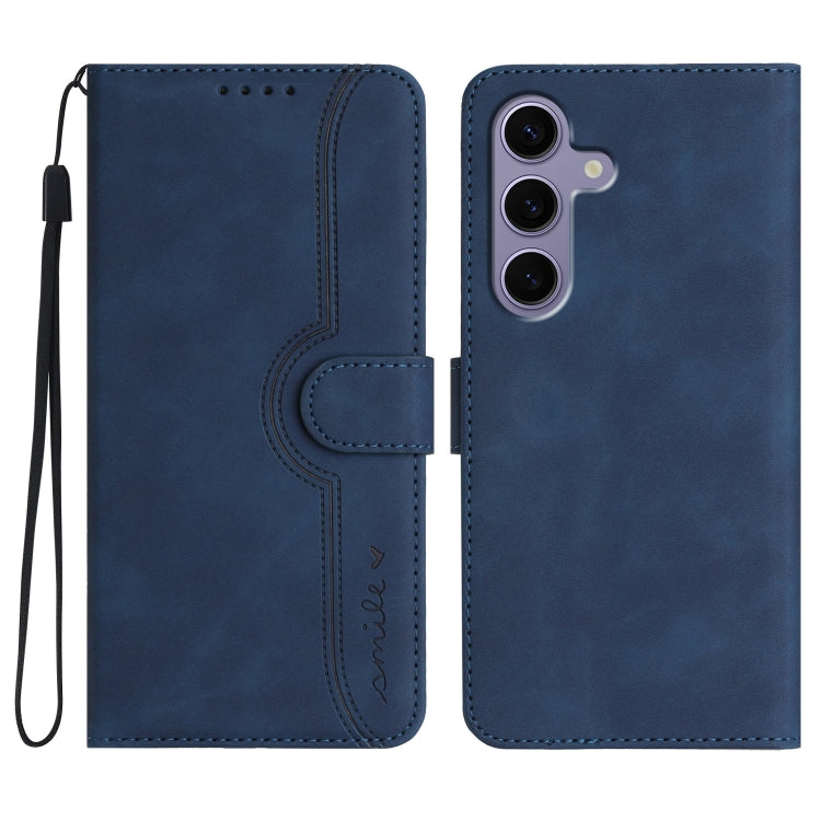 For Samsung Galaxy S25 5G Heart Pattern Skin Feel Leather Phone Case(Royal Blue)