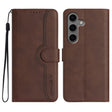 For Samsung Galaxy S25+ 5G Heart Pattern Skin Feel Leather Phone Case(Brown) - Galaxy S25+ 5G Cases by PMC Jewellery | Online Shopping South Africa | PMC Jewellery | Buy Now Pay Later Mobicred
