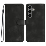For Samsung Galaxy S25+ 5G Heart Pattern Skin Feel Leather Phone Case(Black)