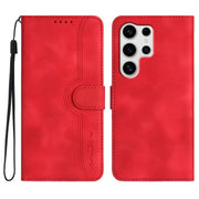 For Samsung Galaxy S25 Ultra 5G Heart Pattern Skin Feel Leather Phone Case(Red)