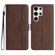 For Samsung Galaxy S25 Ultra 5G Heart Pattern Skin Feel Leather Phone Case(Brown) - free shipping - PMC Jewellery - Order now!
