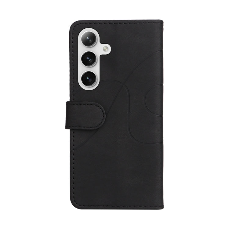 For Samsung Galaxy S25 / S24 5G Dual-color Splicing Flip Leather Phone Case(Black)