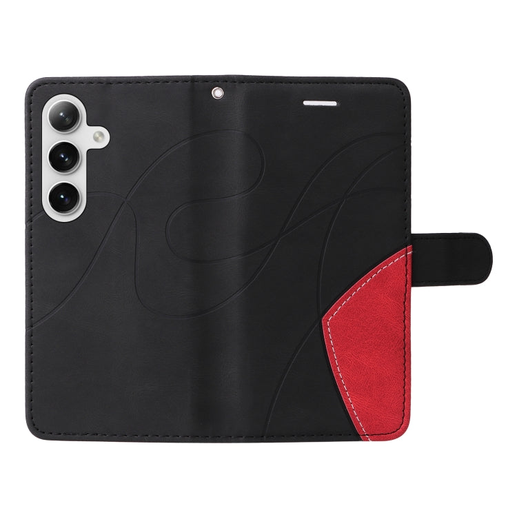 For Samsung Galaxy S25 / S24 5G Dual-color Splicing Flip Leather Phone Case(Black)